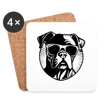 Races de chiens boxers - Dessous de verre (lot de 4) - blanc - Devant
