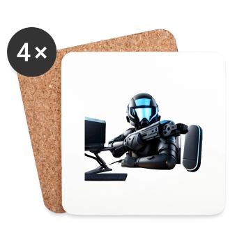 Roboter Gamer - Untersetzer (4er-Set) - Weiß - Vorne
