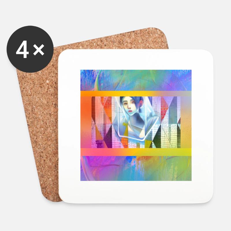 Anime bunt - Untersetzer (4er-Set) - Weiß