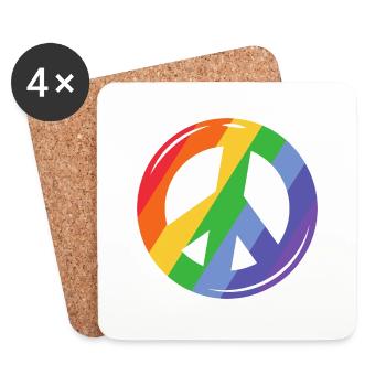Peace Regenbogen Pride - Untersetzer (4er-Set) - Weiß - Vorne