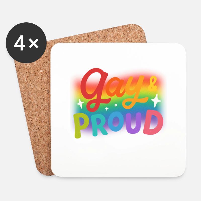 Gay and Proud - Untersetzer (4er-Set) - Weiß