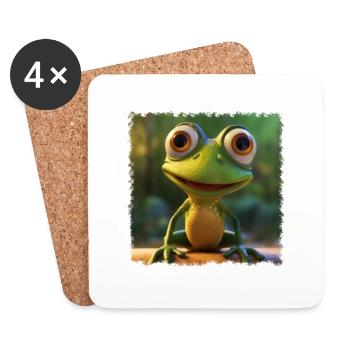 Petite grenouille - Dessous de verre (lot de 4) - blanc - Devant