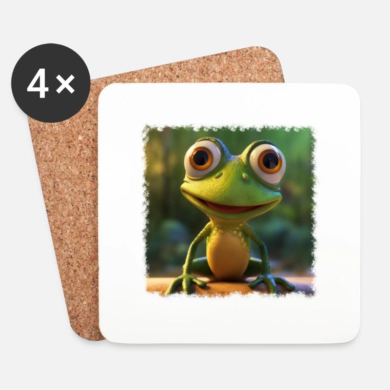 Kleiner Frosch - Untersetzer (4er-Set) - Weiß