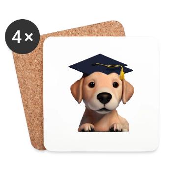 Baccalauréat Golden Retriever Diplôme d’études secondaires - Dessous de verre (lot de 4) - blanc - Devant