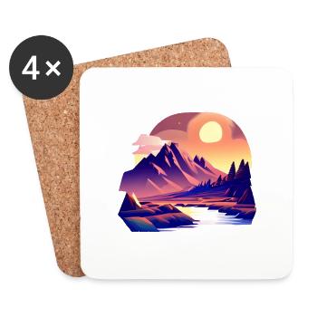 Mountains Hiking Mountain hikers Mountain hiking Hiking - Coasters (set of 4) - white - Front