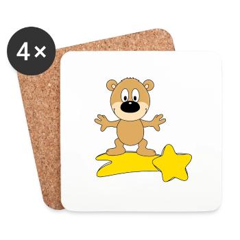 STERNSCHNUPPE - SURFER - TEDDY - BÄR - TEDDYBÄR - Untersetzer (4er-Set) - Weiß - Vorne