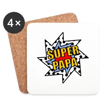 BONNE FÊTE PAPA. PAPA. FÊTE DES PÈRES. PÈRE. PAPY - Dessous de verre (lot de 4) - blanc - Devant