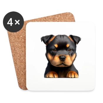 Rottweiler chiot chien Rottweiler chiot chiens - Dessous de verre (lot de 4) - blanc - Devant