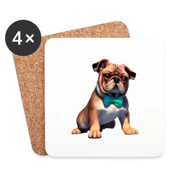 Chien Bulldog Chiens Propriétaires de chiens Propriétaires de chiens - Dessous de verre (lot de 4) - blanc - Devant