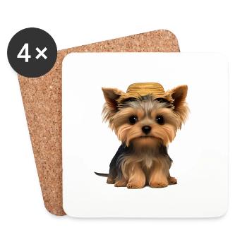 Dog Owner Yorkshire Terrier Puppy Dog - Coasters (set of 4) - white - Front