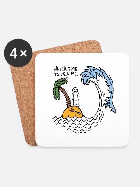 Water Time To Be Alive - Coasters (set of 4) - white