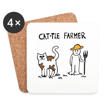Éleveur de chats bovins - Dessous de verre (lot de 4) - blanc - Devant