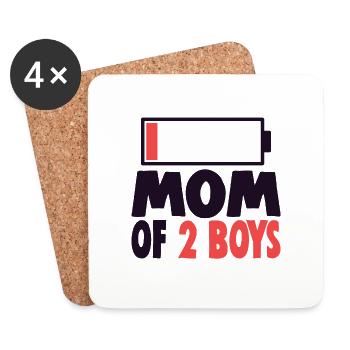 MOM - OF 2 BOYS - Untersetzer (4er-Set) - Weiß - Vorne