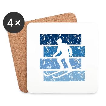 Ski cadeau Vintage - Dessous de verre (lot de 4) - blanc - Devant