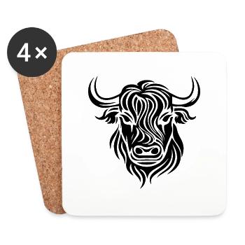 Schottische Highland Kuh - Untersetzer (4er-Set) - Weiß - Vorne