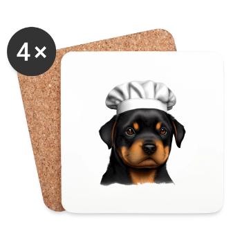 Rottweiler Dog Restaurateur Dogs Cooking Puppy - Coasters (set of 4) - white - Front