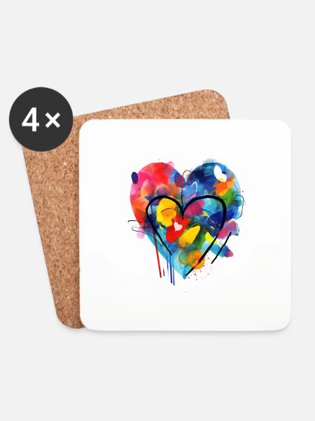 Love Heart - Untersetzer (4er-Set) - Weiß