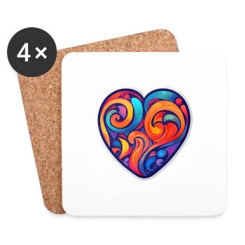 Colorful Heart - Coasters (set of 4) - white - Front