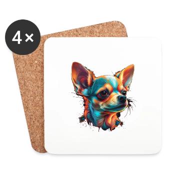 Chihuahua | Abstrakte Malerei | Farbe | Niedlicher - Untersetzer (4er-Set) - Weiß - Vorne