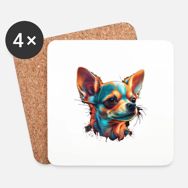Chihuahua | Abstrakte Malerei | Farbe | Niedlicher - Untersetzer (4er-Set) - Weiß