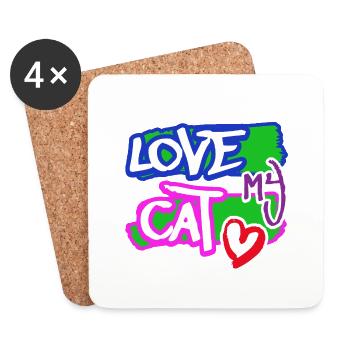 Love my Cat - Untersetzer (4er-Set) - Weiß - Vorne