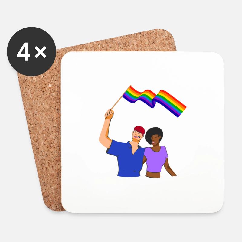 We love Pride - Untersetzer (4er-Set) - Weiß
