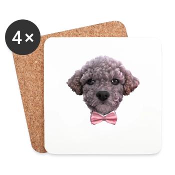 puppy poodle dog owner poodle puppy dog love - Coasters (set of 4) - white - Front