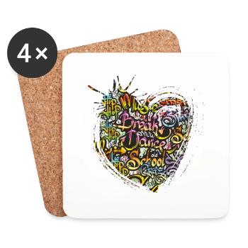 Graffiti style Splash hip hop couleurs peintre couleur - Dessous de verre (lot de 4) - blanc - Devant