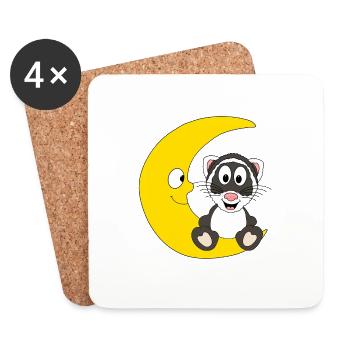 TIER - FRETTCHEN - MOND - KIND - BABY - Untersetzer (4er-Set) - Weiß - Vorne