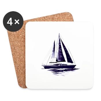 Sailing Sailboat Sailing Sailing Sailing Ship - Coasters (set of 4) - white - Front