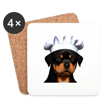 Rottweiler Restaurateur Dogs Dog Puppy Cooking Dog - Coasters (set of 4) - white - Front
