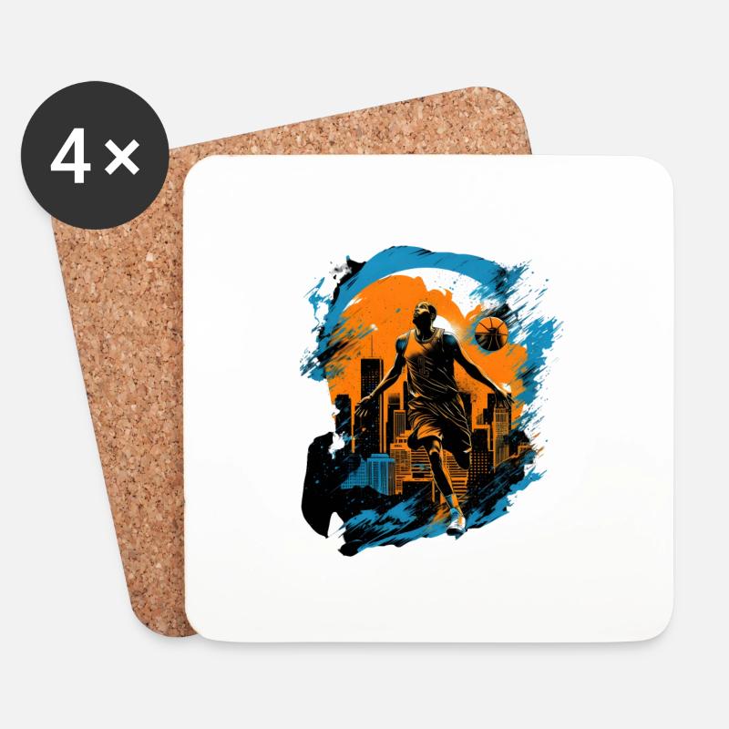 Basketball Freak Logo - Untersetzer (4er-Set) - Weiß