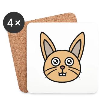 Lapin mignon - Dessous de verre (lot de 4) - blanc - Devant