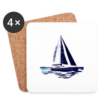 Voilier Voile Voile Voilier Voilier - Dessous de verre (lot de 4) - blanc - Devant