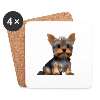 Dog Owner Yorkshire Terrier Puppy Dog - Coasters (set of 4) - white - Front