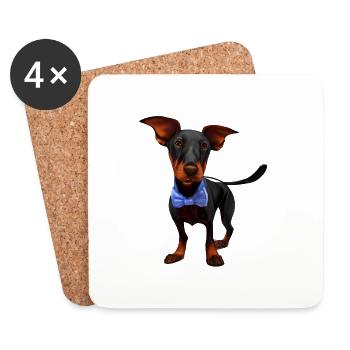 Doberman Doberman chiot chien Doberman dresseur - Dessous de verre (lot de 4) - blanc - Devant