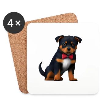 Rottweiler Puppy Dogs Rottweiler Dog Puppy - Coasters (set of 4) - white - Front