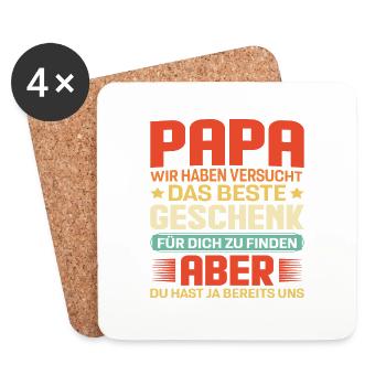 Papa wir haben versucht das beste Geschenk... - Untersetzer (4er-Set) - Weiß - Vorne