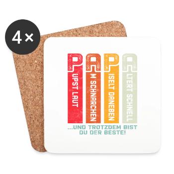 Papa... und trotzdem bist du der beste! - Untersetzer (4er-Set) - Weiß - Vorne