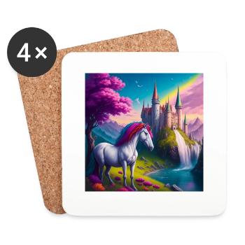 Licorne magique au pays des merveilles - Dessous de verre (lot de 4) - blanc - Devant