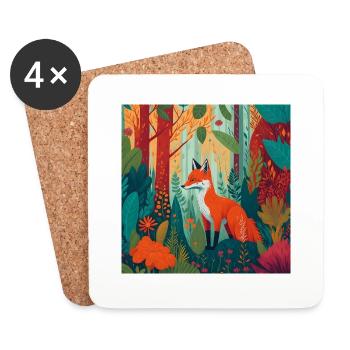 Renard dans la forêt - Dessous de verre (lot de 4) - blanc - Devant