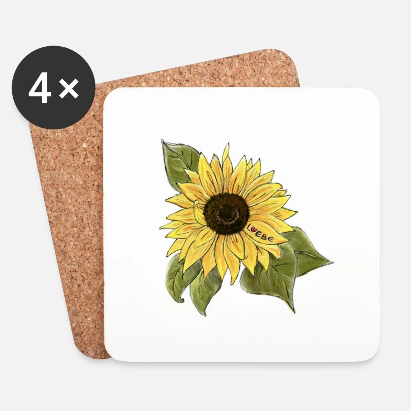 Sonnenblume 🌻 - Untersetzer (4er-Set) - Weiß
