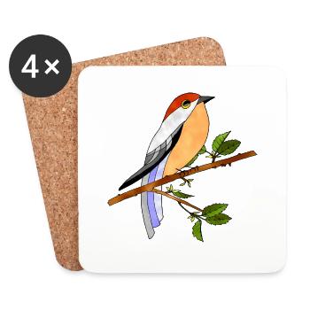 Oiseau - Dessous de verre (lot de 4) - blanc - Devant