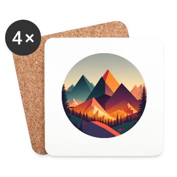 Geometrische Landschaft - Untersetzer (4er-Set) - Weiß - Vorne