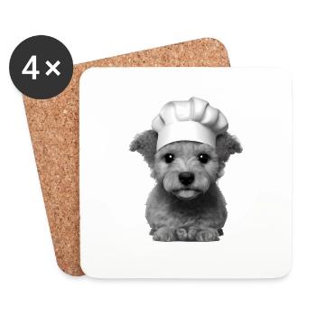 Poodle Dog Owner Cooks Poodle Puppy Puppy Puppy - Coasters (set of 4) - white - Front