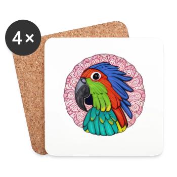 beautiful bright parrot | - Coasters (set of 4) - white - Front