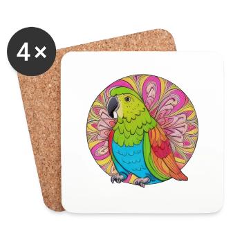 beautiful bright parrot | - Coasters (set of 4) - white - Front