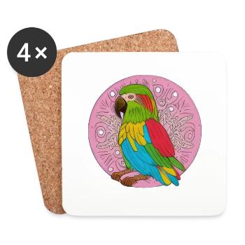 beautiful bright parrot | - Coasters (set of 4) - white - Front
