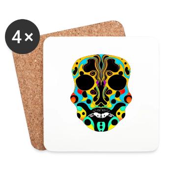 masque tribal | - Dessous de verre (lot de 4) - blanc - Devant