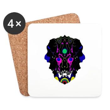 masque tribal | - Dessous de verre (lot de 4) - blanc - Devant